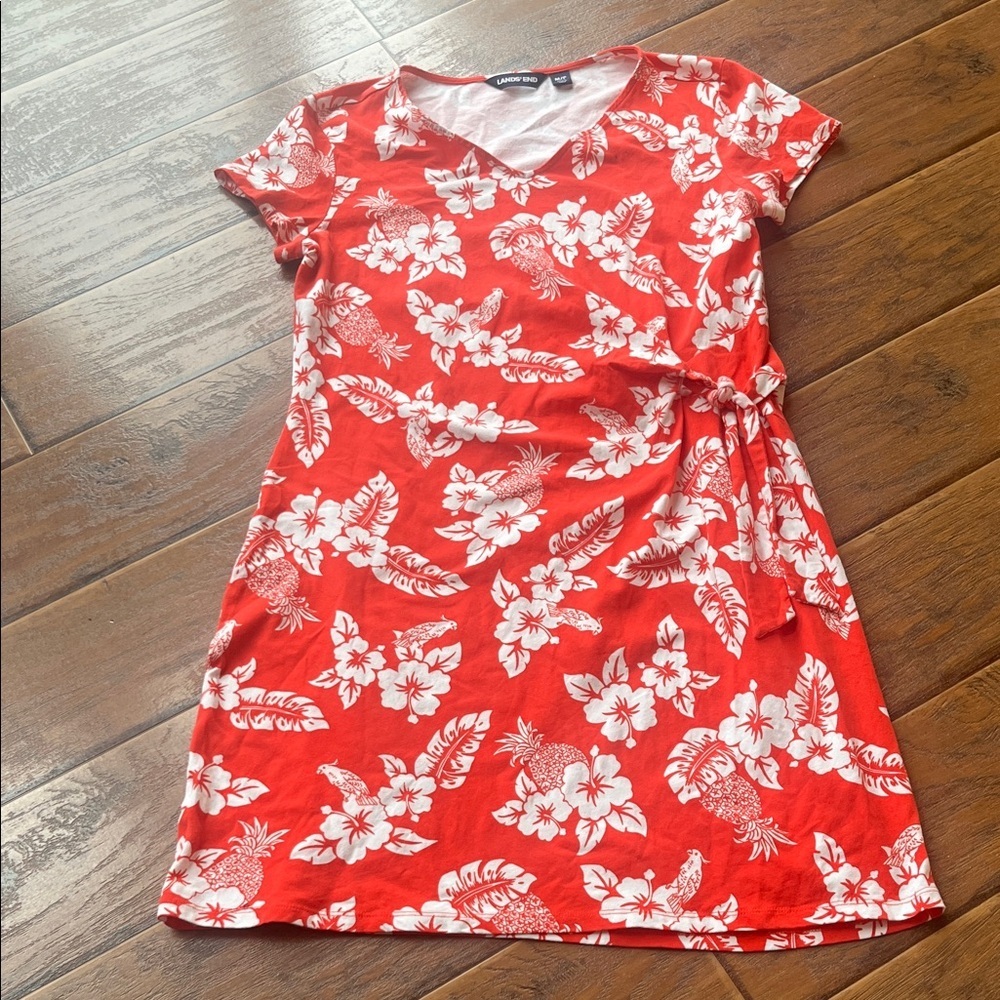 Lands End Floral Orange/White Dress - Size MP